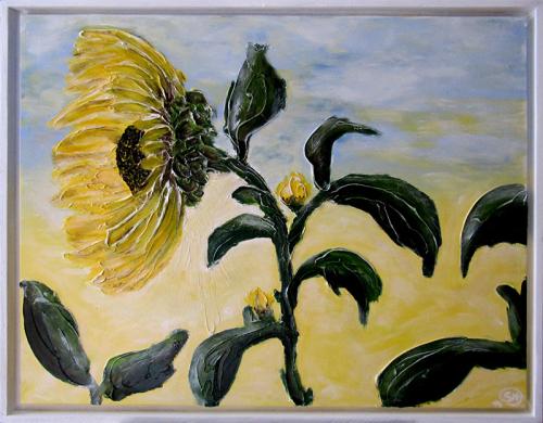 Sonnenblume im Wind
